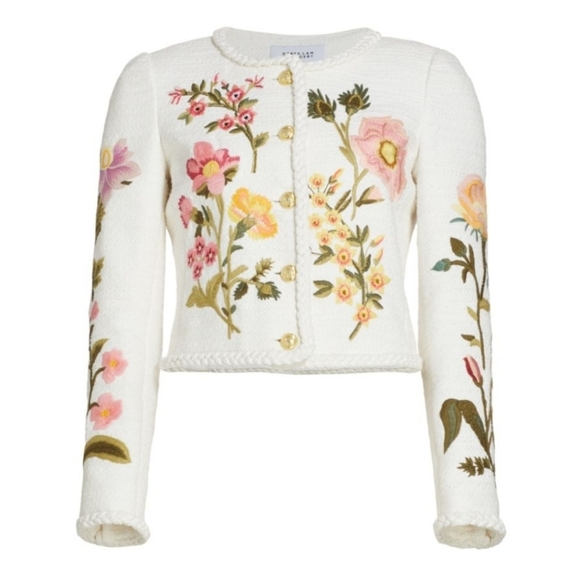 🔹️DEREK LAM 10 CROSBY 🔹️Penelope Floral Embroidered Crew Neck Jacket Size 0 - Picture 6 of 9